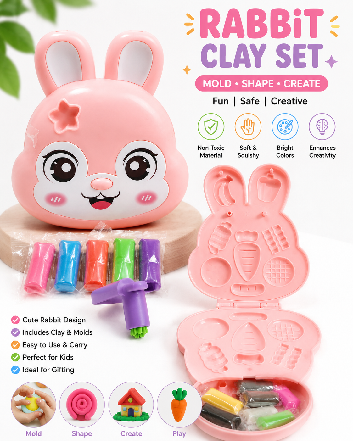 Rabbit Clay-Pastel Pink