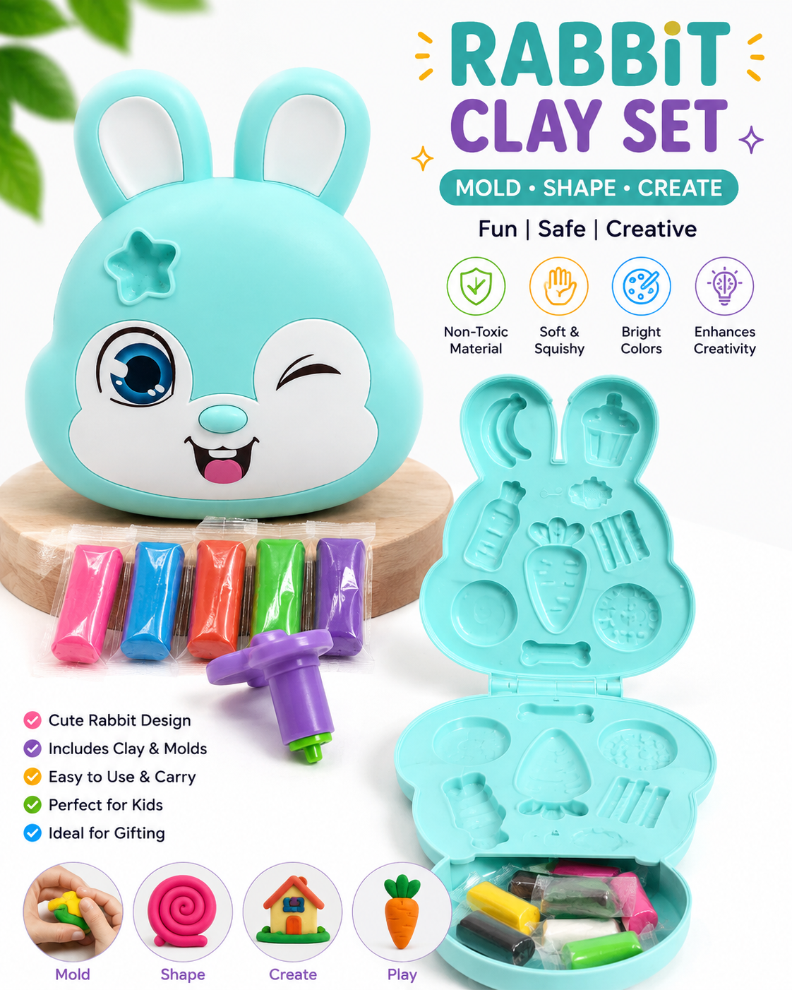 Rabbit Clay-Mint Green