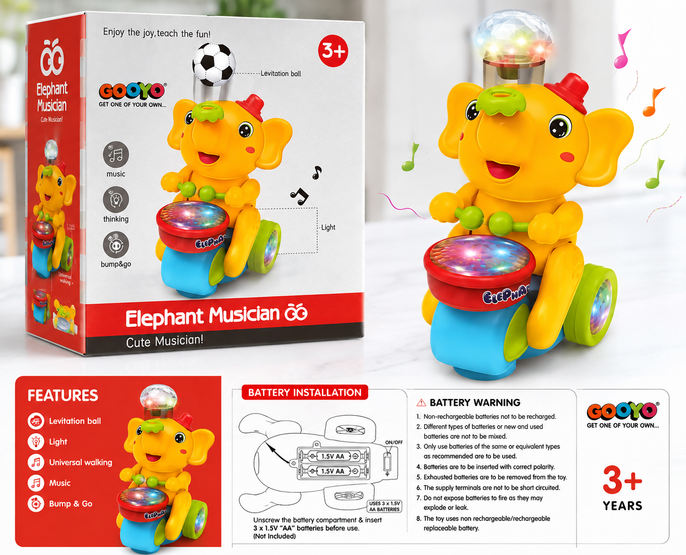 TOYSMITH Elephant Musician