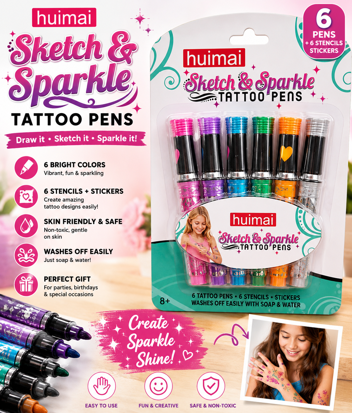 Sketch & Sparkle Tattoo Pen Set